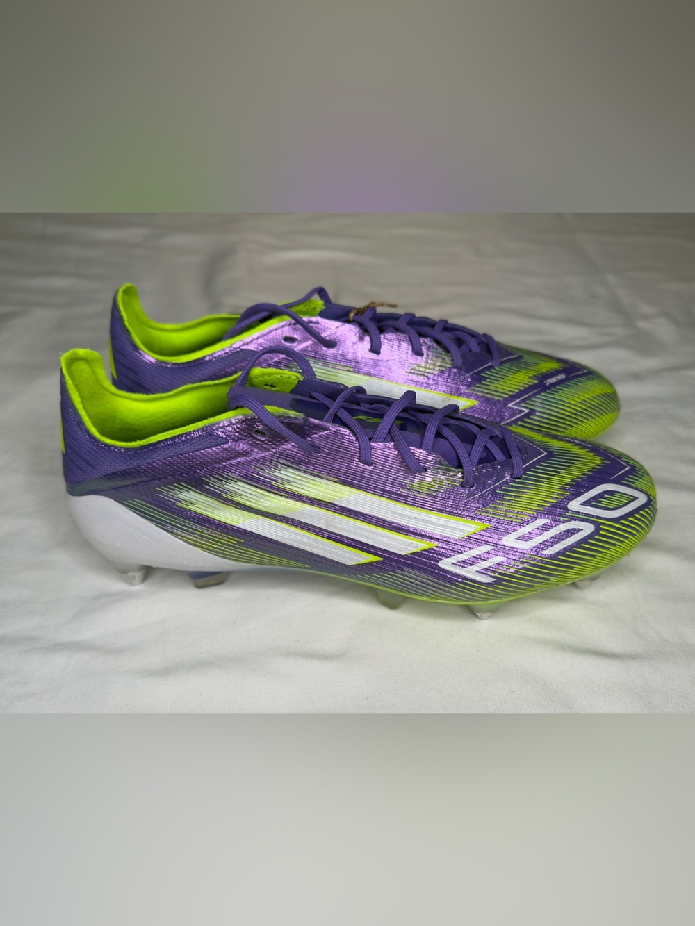 Adidas F50 Elite SG Soccer Cleats Purple Rush & Lucid Lemon Sz 6 JH7633 NWT - Picture 2 of 16